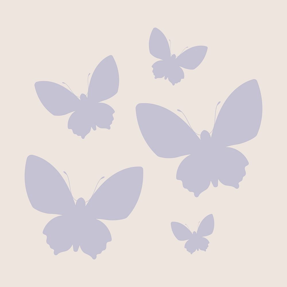 Pastel butterflies silhouette clipart, aesthetic tattoo graphic vector