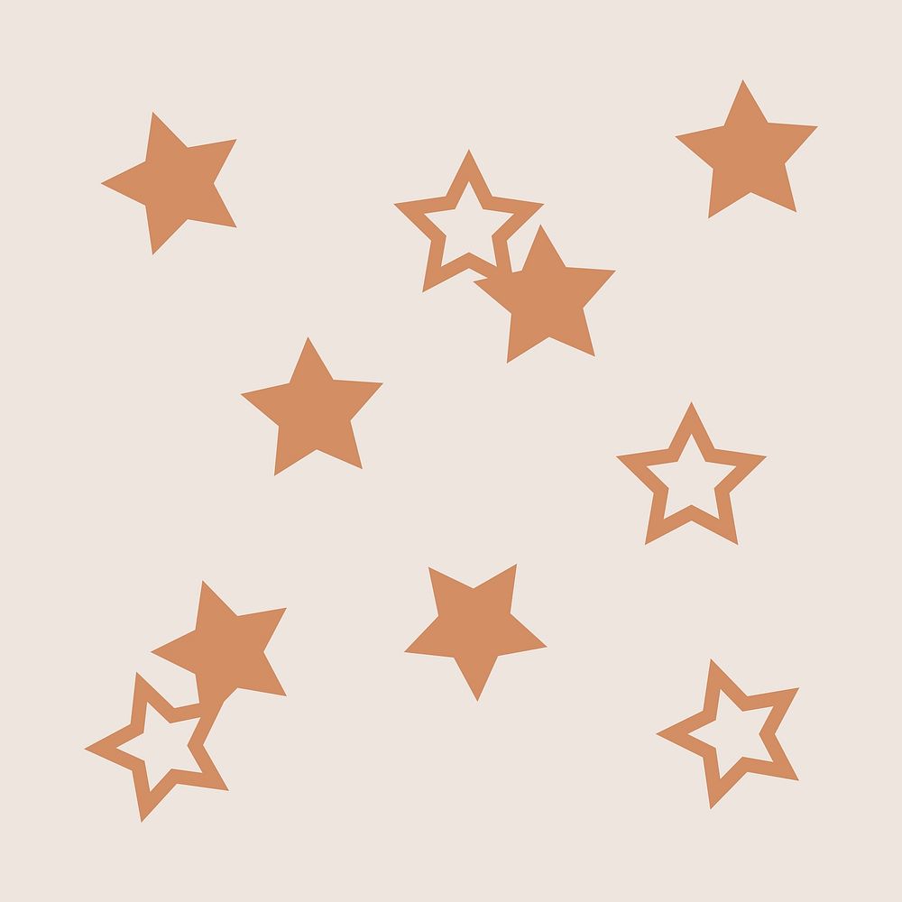 Brown stars clipart, cute pastel shape graphic vector