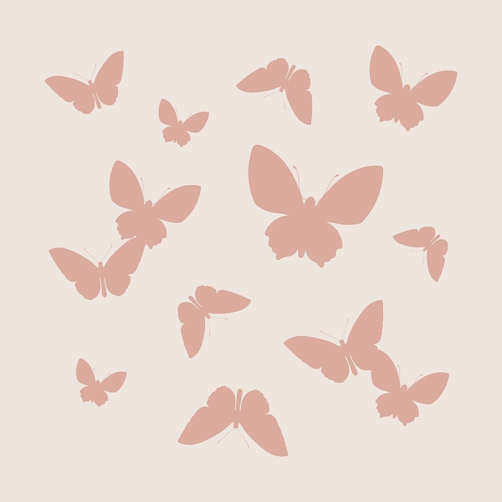 Pastel butterflies silhouette clipart, aesthetic tattoo graphic