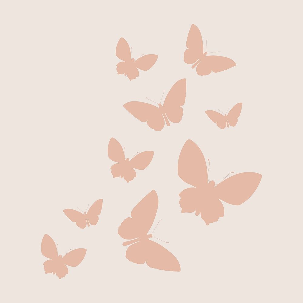 Pastel butterflies silhouette clipart, aesthetic tattoo graphic vector