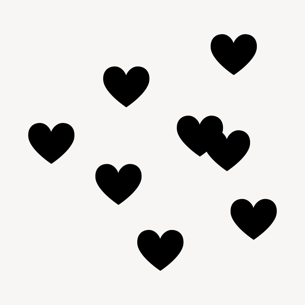 Black hearts sticker, Valentine's flat graphic vector