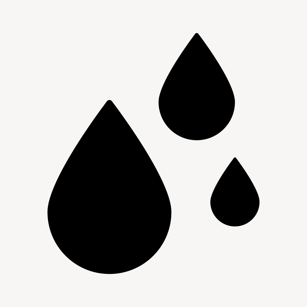 Black water drop clipart, flat icon design  