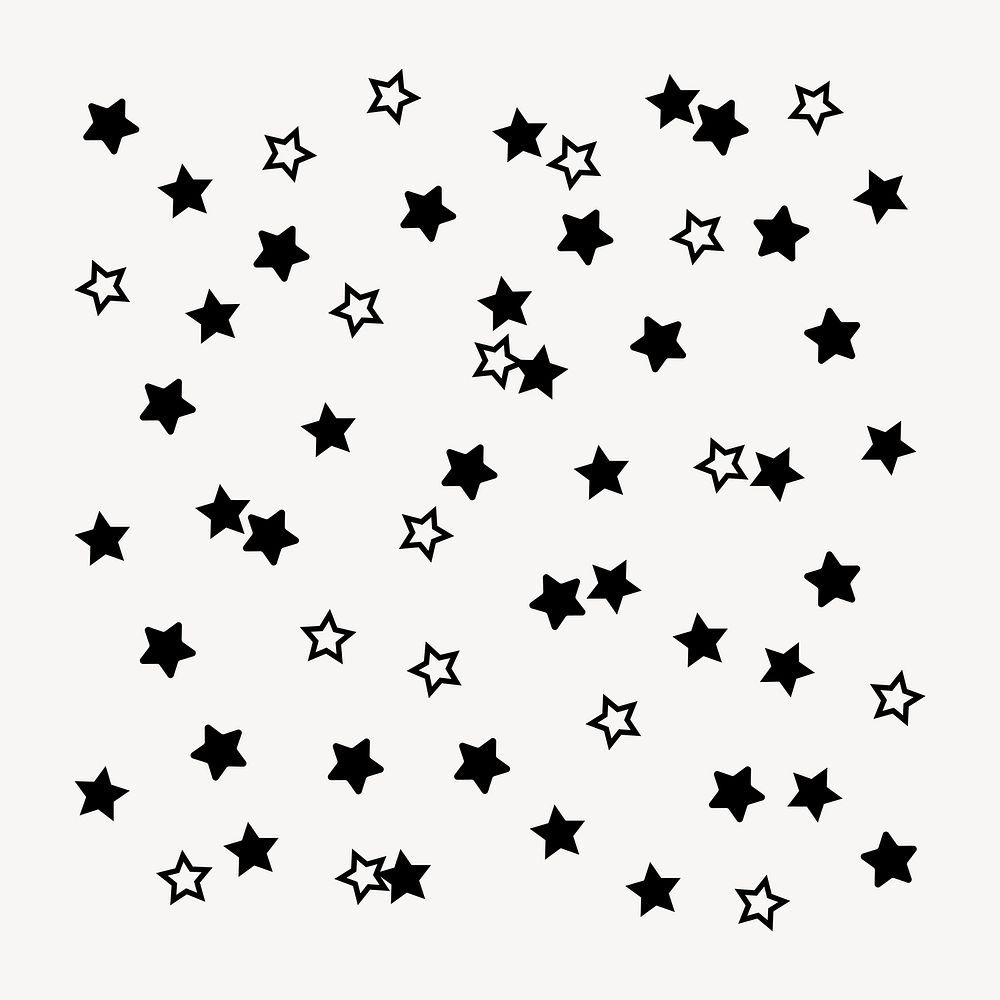 Black stars clipart, flat shape graphic vector