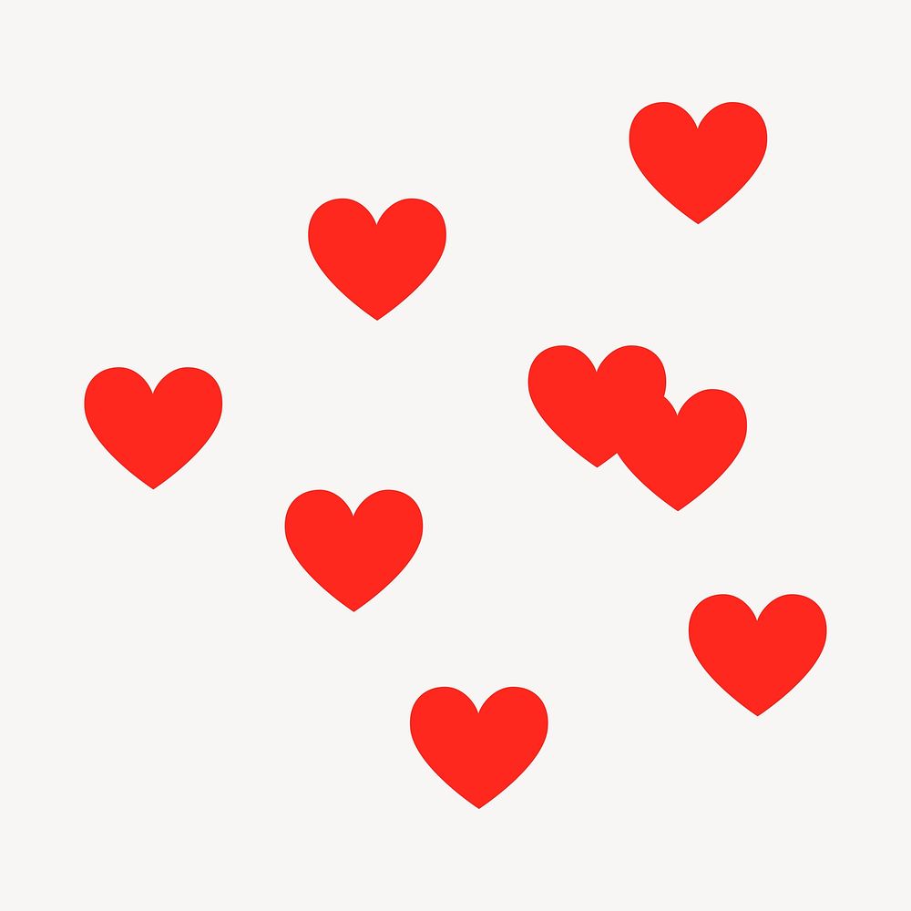 Red hearts sticker, Valentine's flat graphic vector