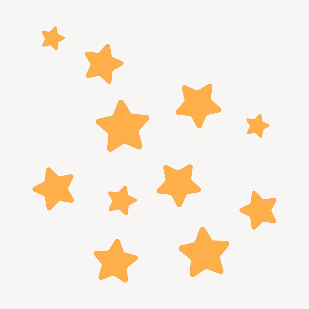 Yellow stars sticker, cute pastel shape graphic psd