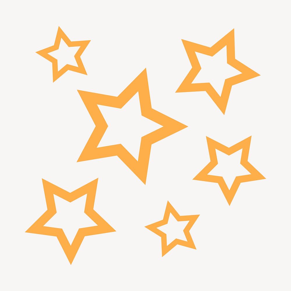 Yellow stars sticker, cute pastel shape graphic psd