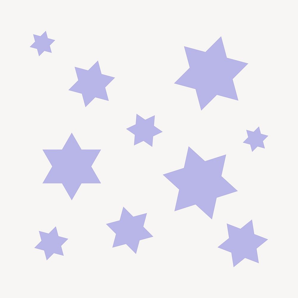 Purple stars sticker, cute pastel shape graphic psd