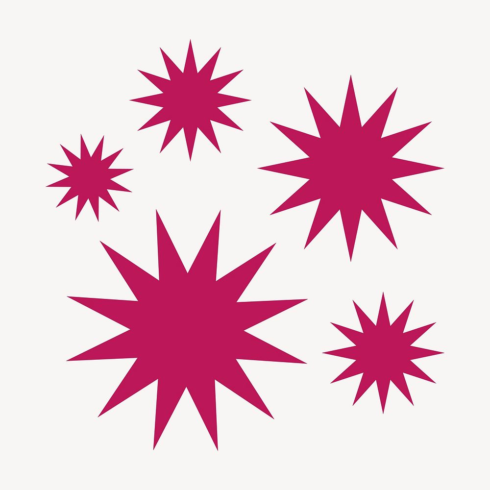 Pink sunburst icon clipart, flat geometric shape vector