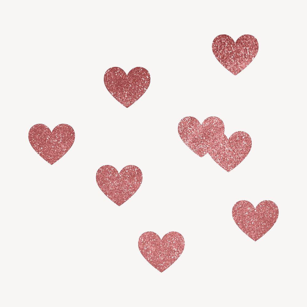 Sparkly hearts clipart, pink aesthetic design vector