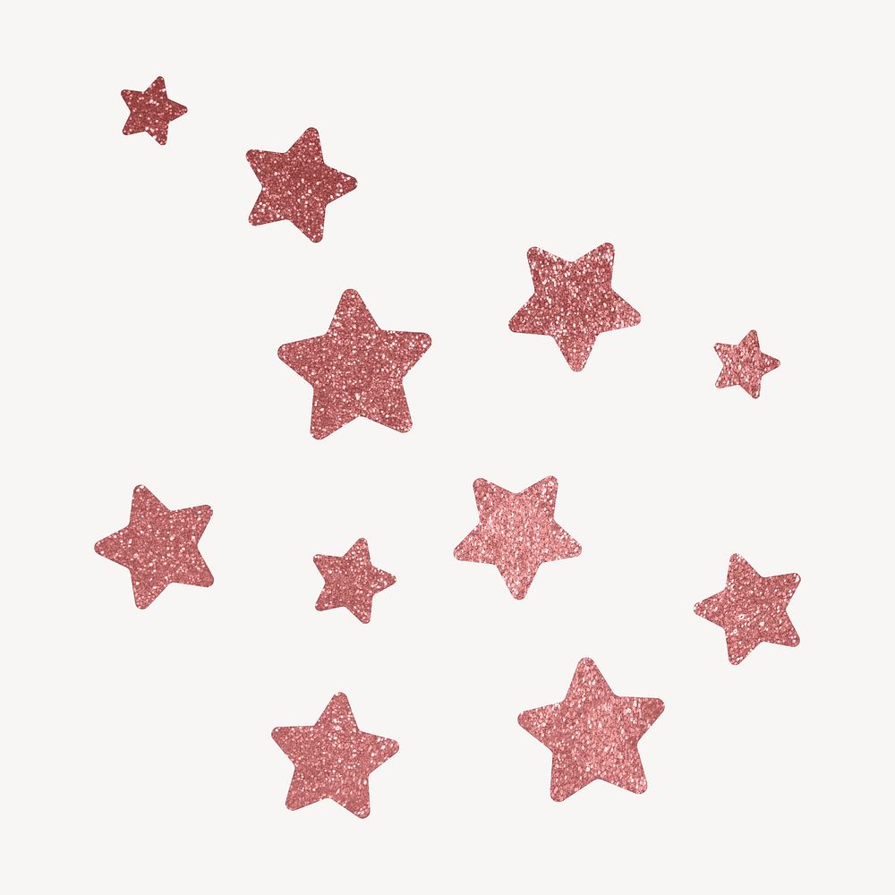 Pink aesthetic stars sticker, glittery shape psd