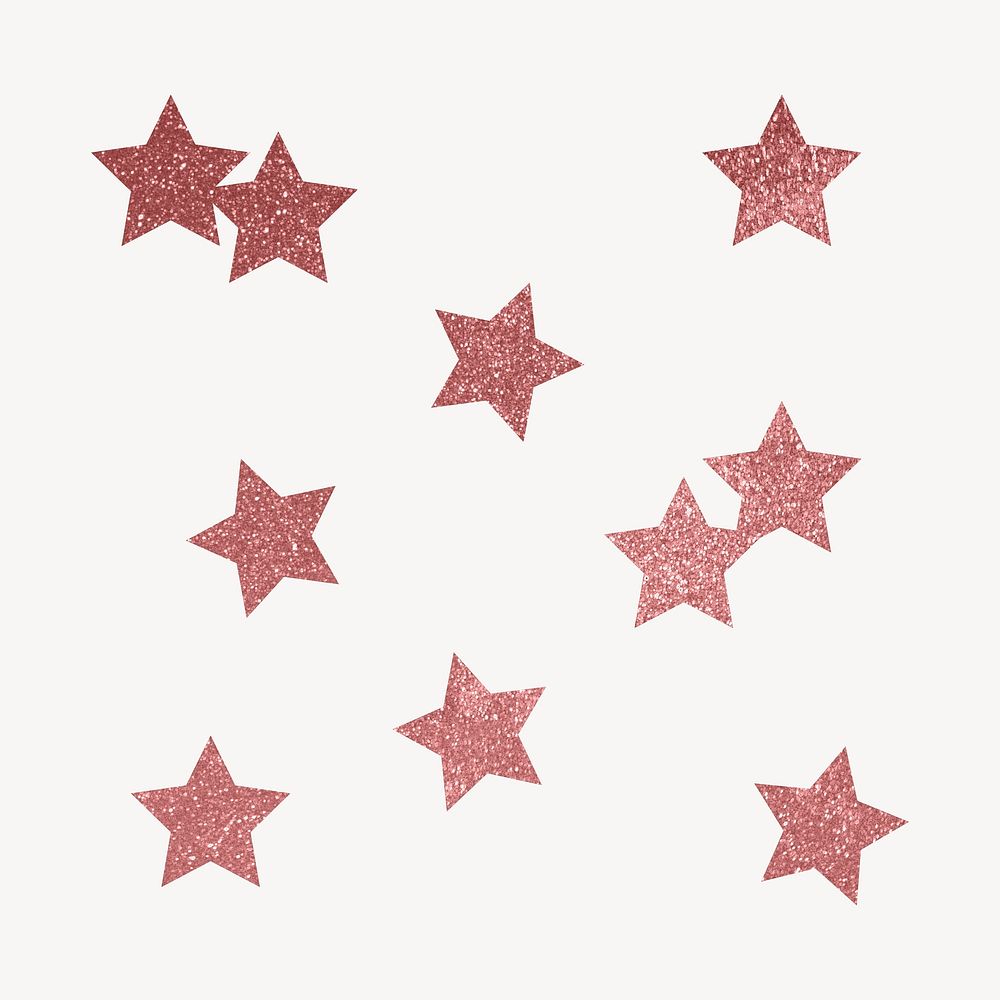 Pink aesthetic stars sticker, glittery shape psd