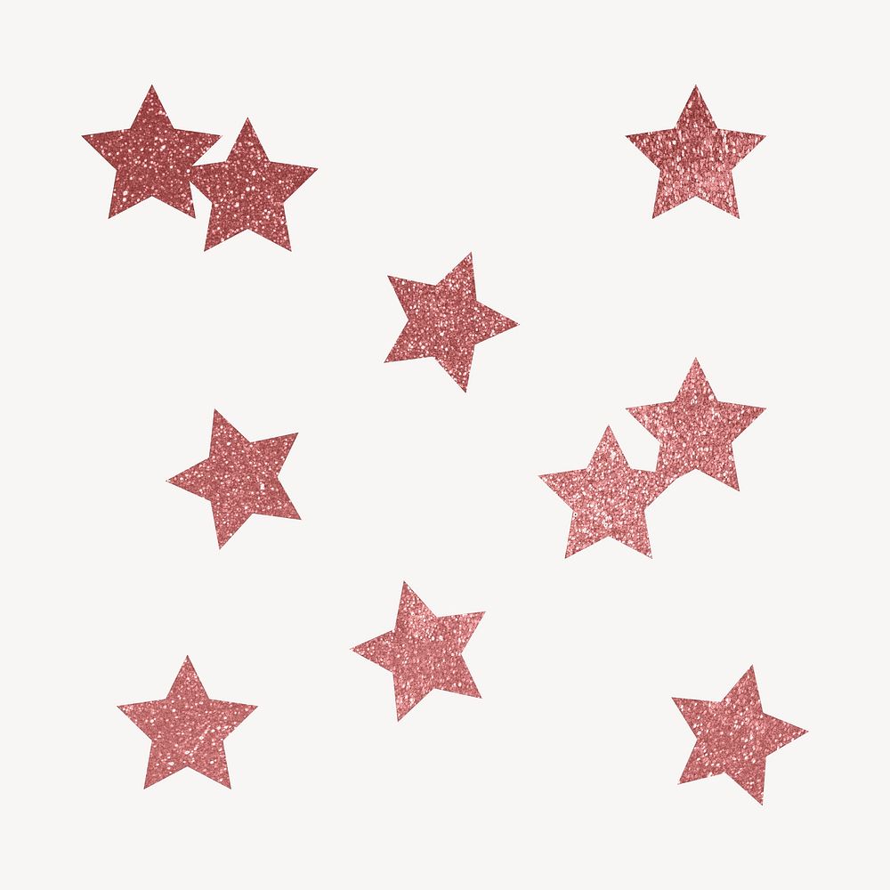 Pink sparkly stars clipart, aesthetic shape vector