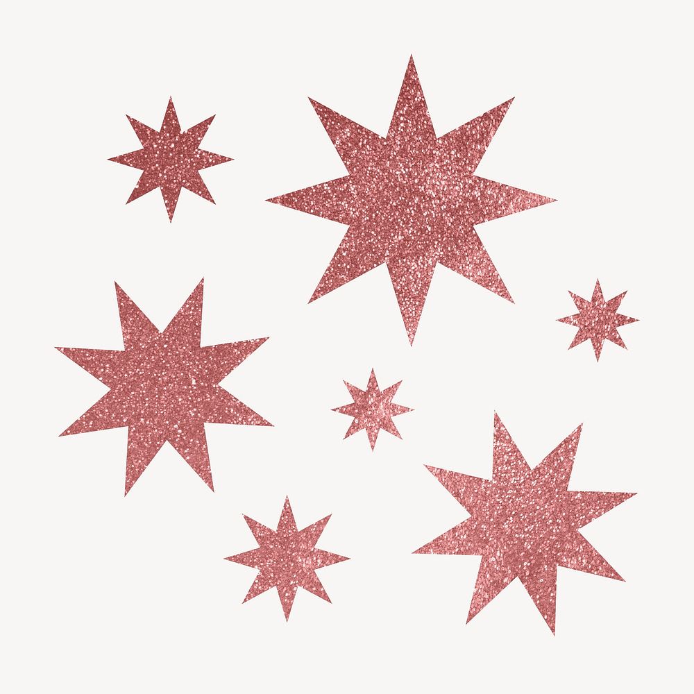 Glittery starburst icon sticker, pink geometric shape psd