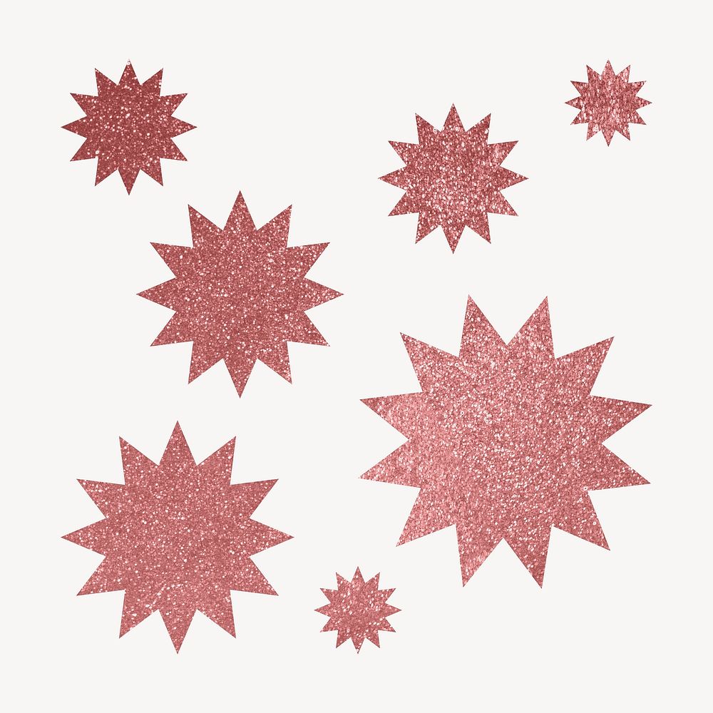 Glittery sunburst icon clipart, pink geometric shape vector