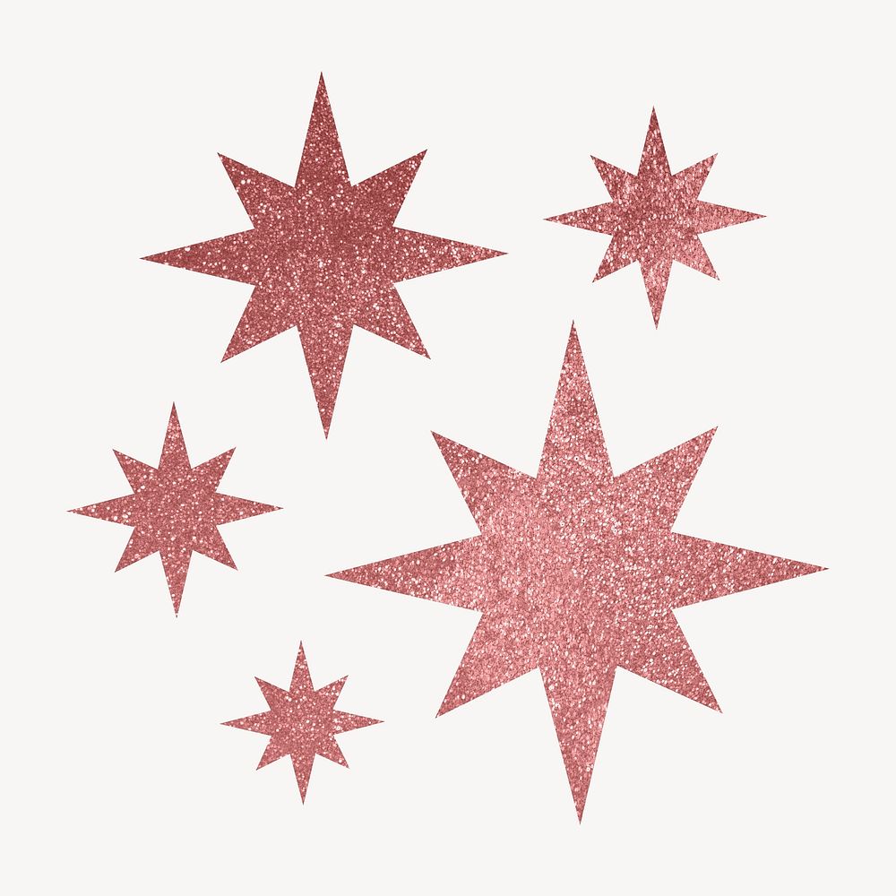 Glittery starburst icon sticker, pink geometric shape psd