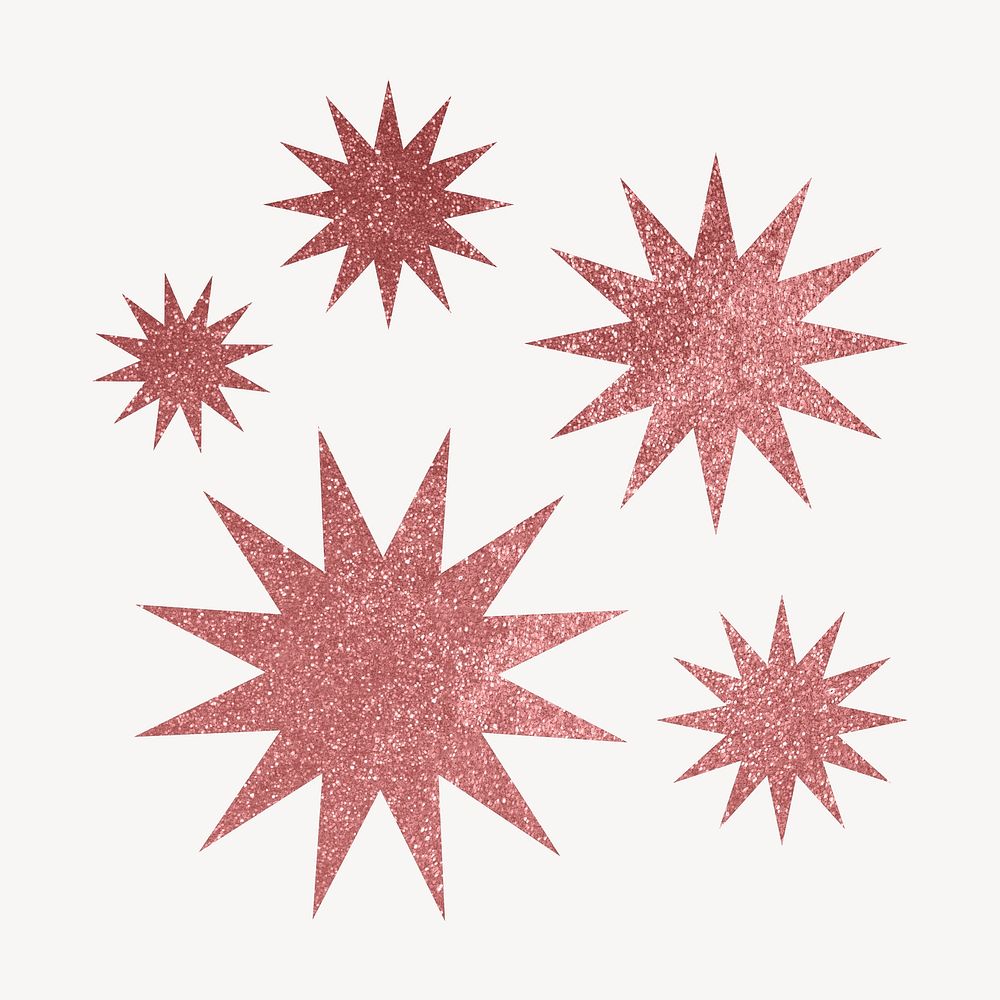 Glittery sunburst icon clipart, pink geometric shape vector