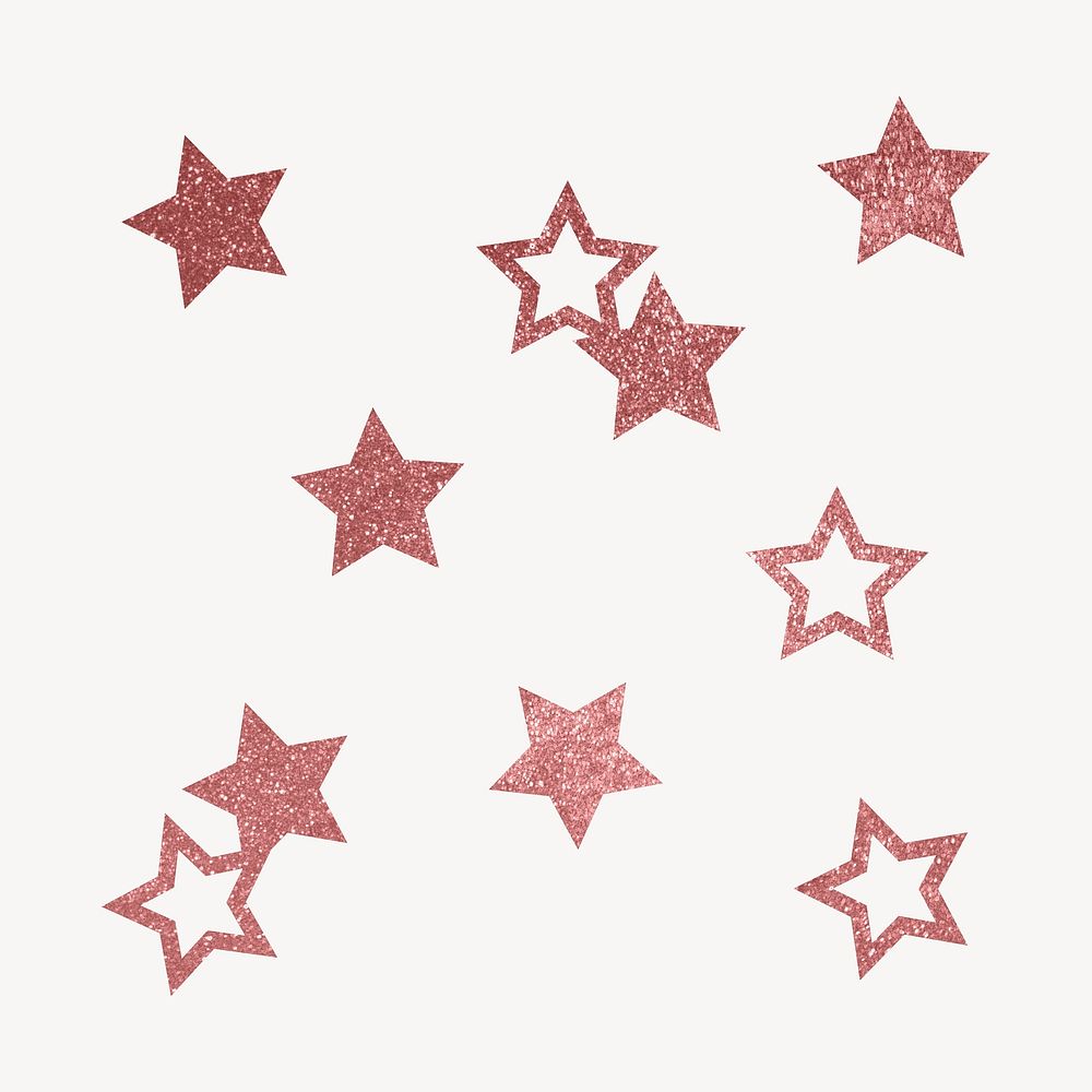 Pink aesthetic stars sticker, glittery shape psd