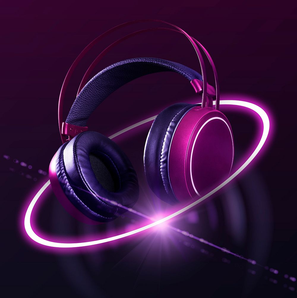 Music headphones, entertainment technology object graphic 