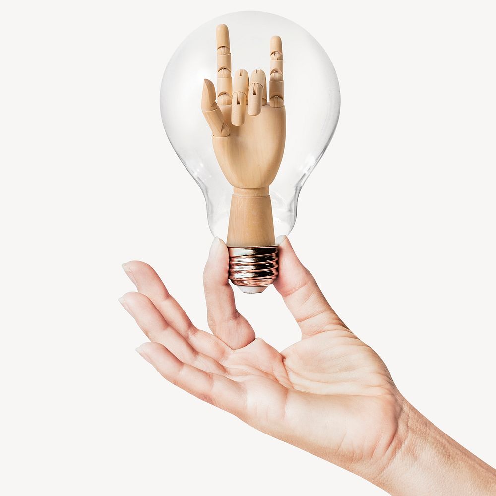 ILY hand sign, light bulb concept art