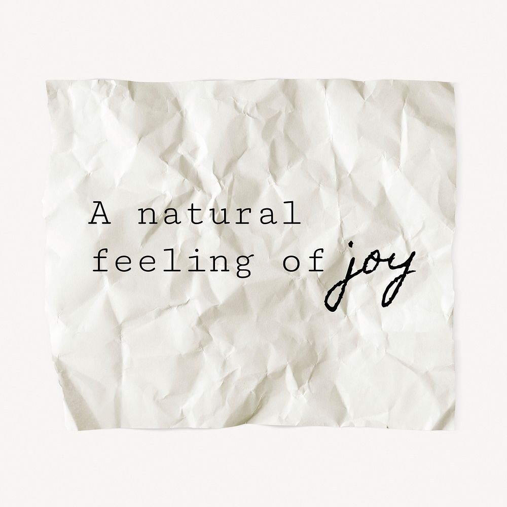 Crumpled paper template, DIY stationery with editable quote psd, a natural feeling of joy