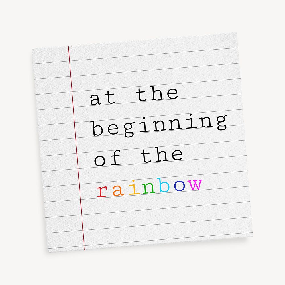 Lined paper template, stationery with editable quote psd, at the beginning of the rainbow