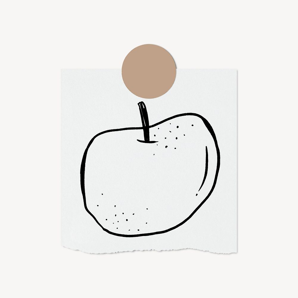 Apple doodle, cute illustration, stationery paper, off white design psd