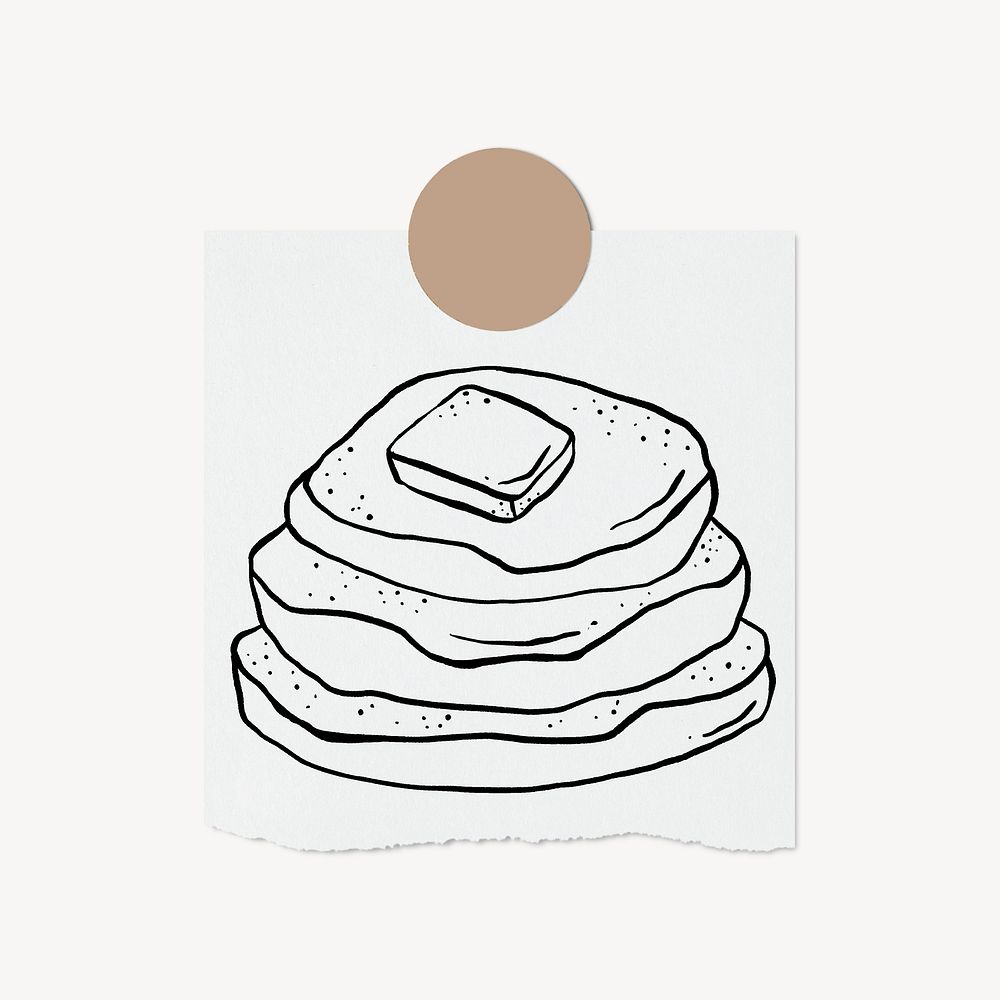 Pancake doodle, cute illustration, stationery paper, off white design psd