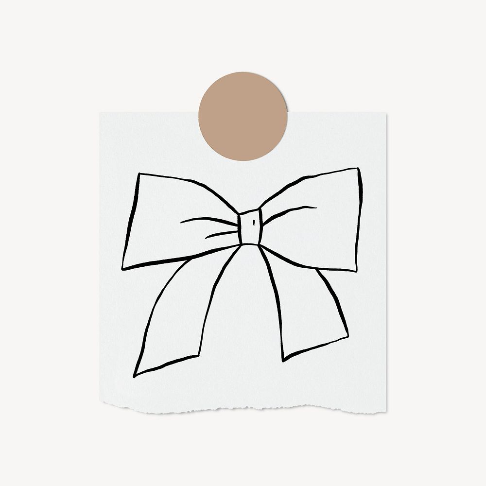 Cute bow png doodle, stationery paper, illustration psd 