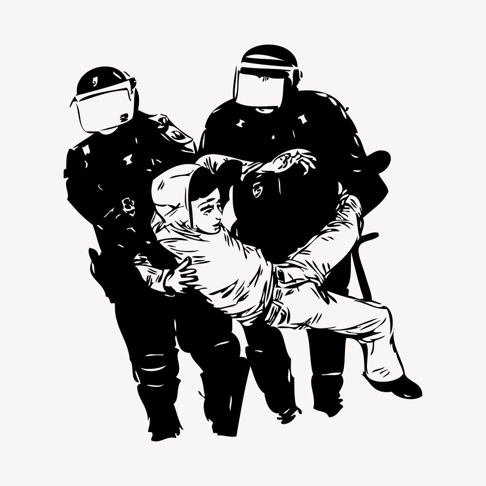 Police brutality clipart, protest illustration vector. Free public domain CC0 image.