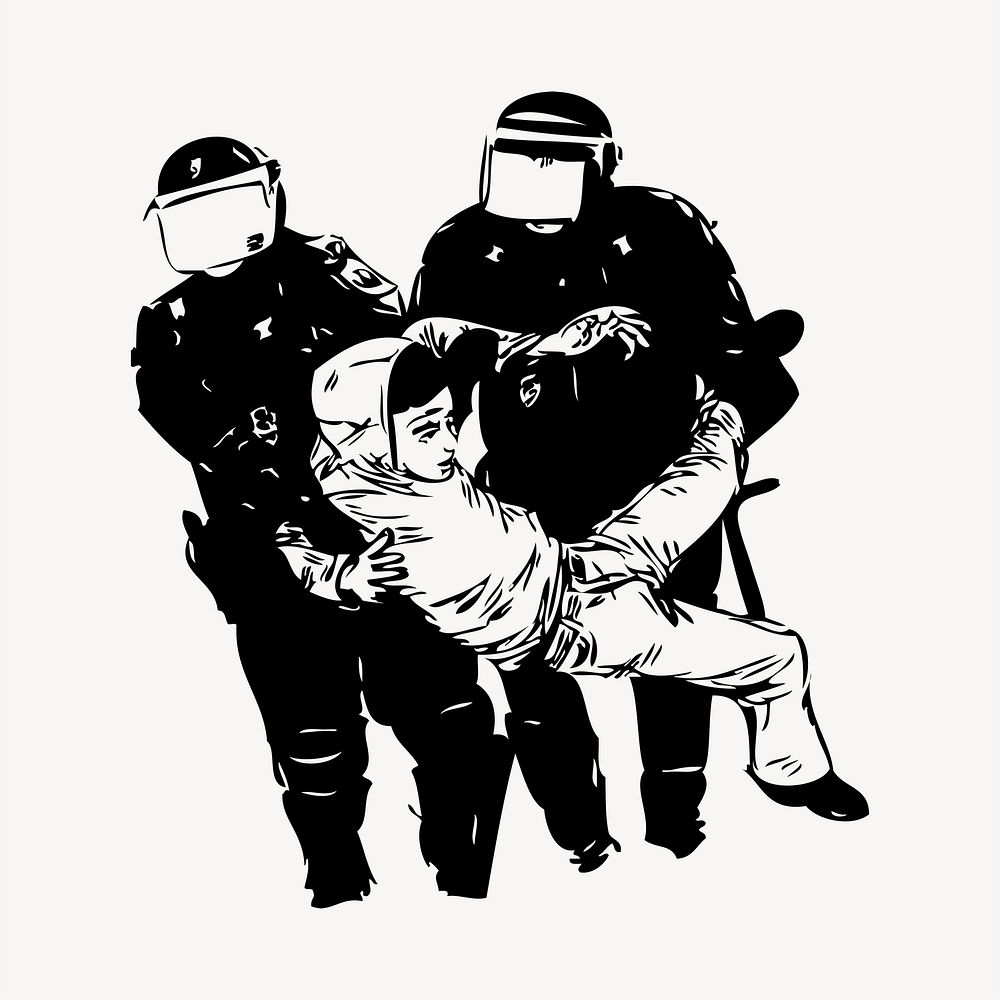 Police brutality sticker, protest illustration psd. Free public domain CC0 image.