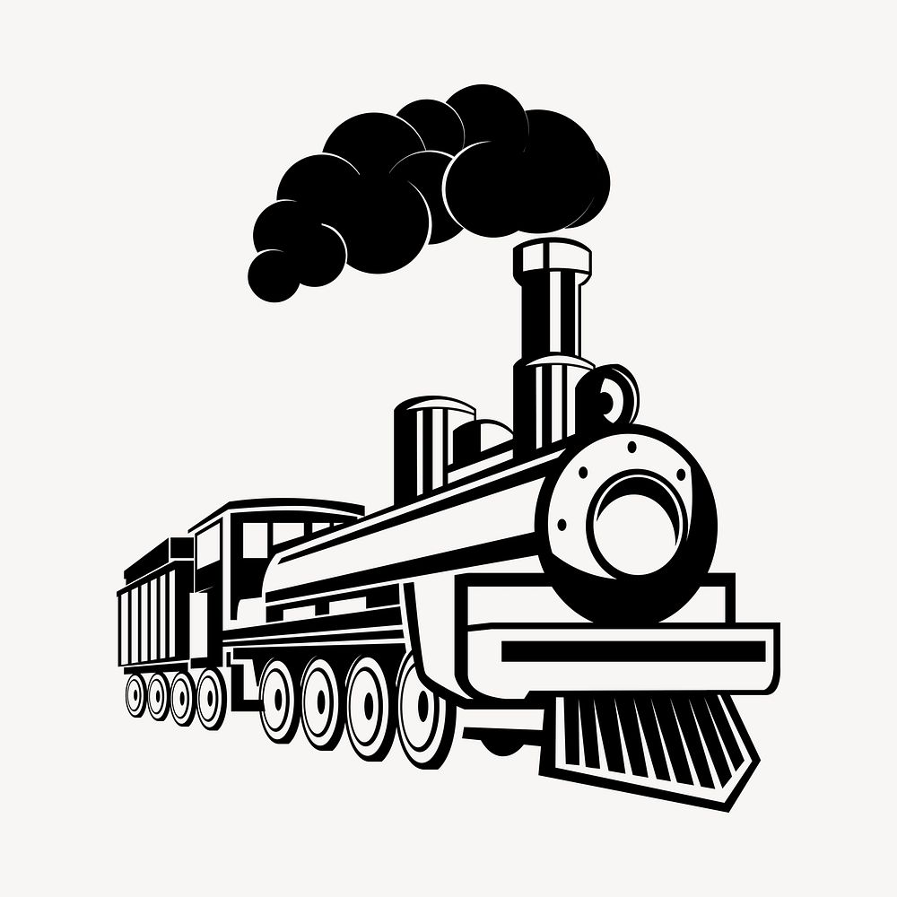 Train sticker, transportation illustration psd. Free public domain CC0 image.