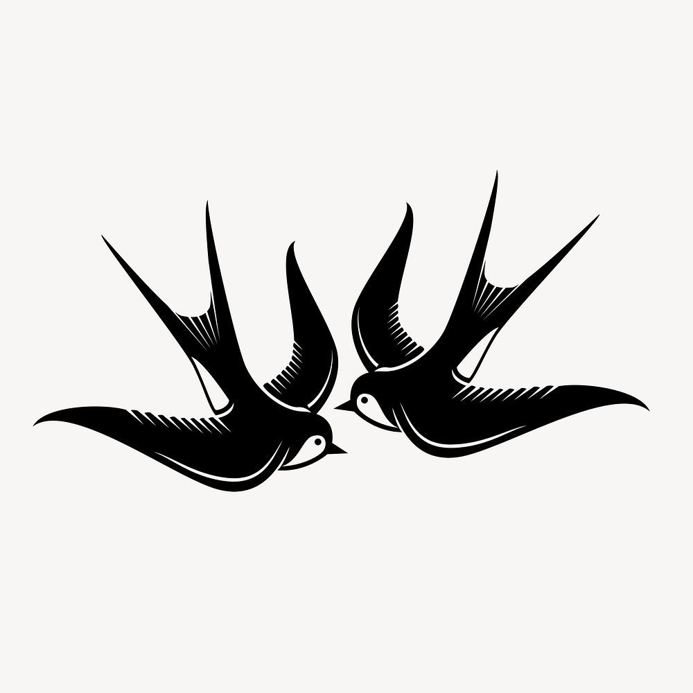 Swallows birds clipart, animal illustration vector. Free public domain CC0 image.