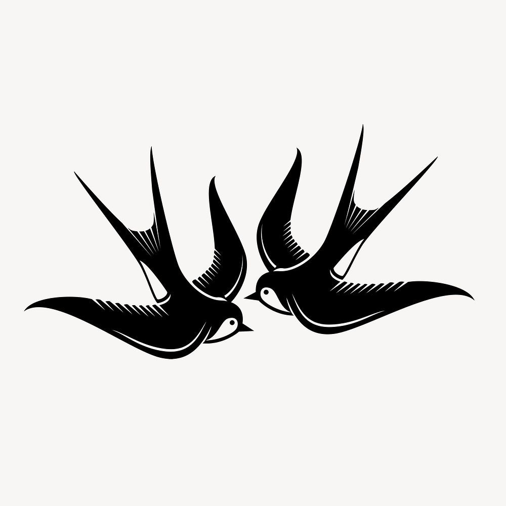 Swallows birds clipart, animal illustration. Free public domain CC0 image.