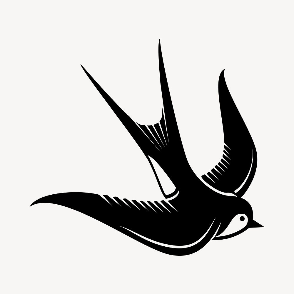 Swallow bird sticker, animal illustration psd. Free public domain CC0 image.