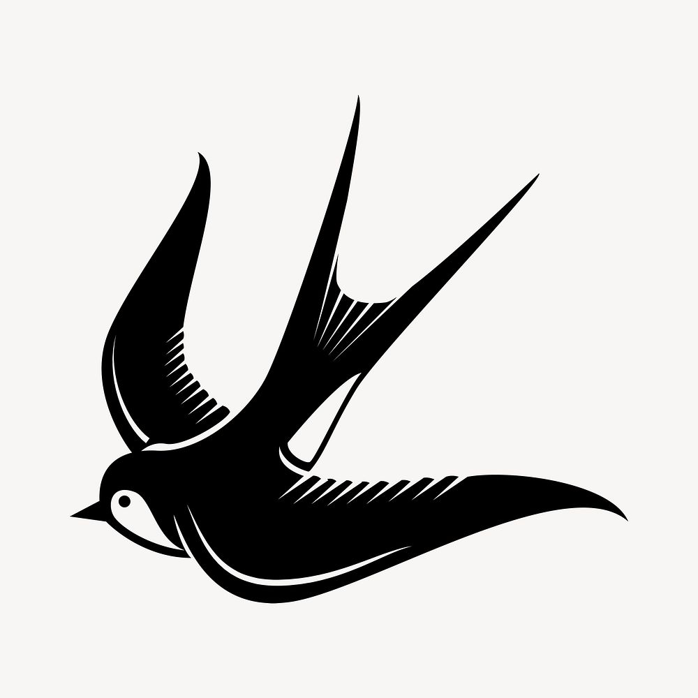 Swallow bird sticker, animal illustration psd. Free public domain CC0 image.