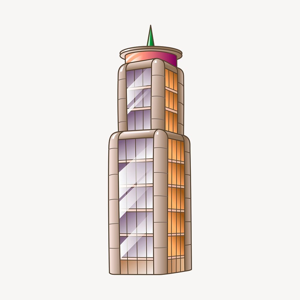 Office building sticker, cartoon architecture illustration psd. Free public domain CC0 image.