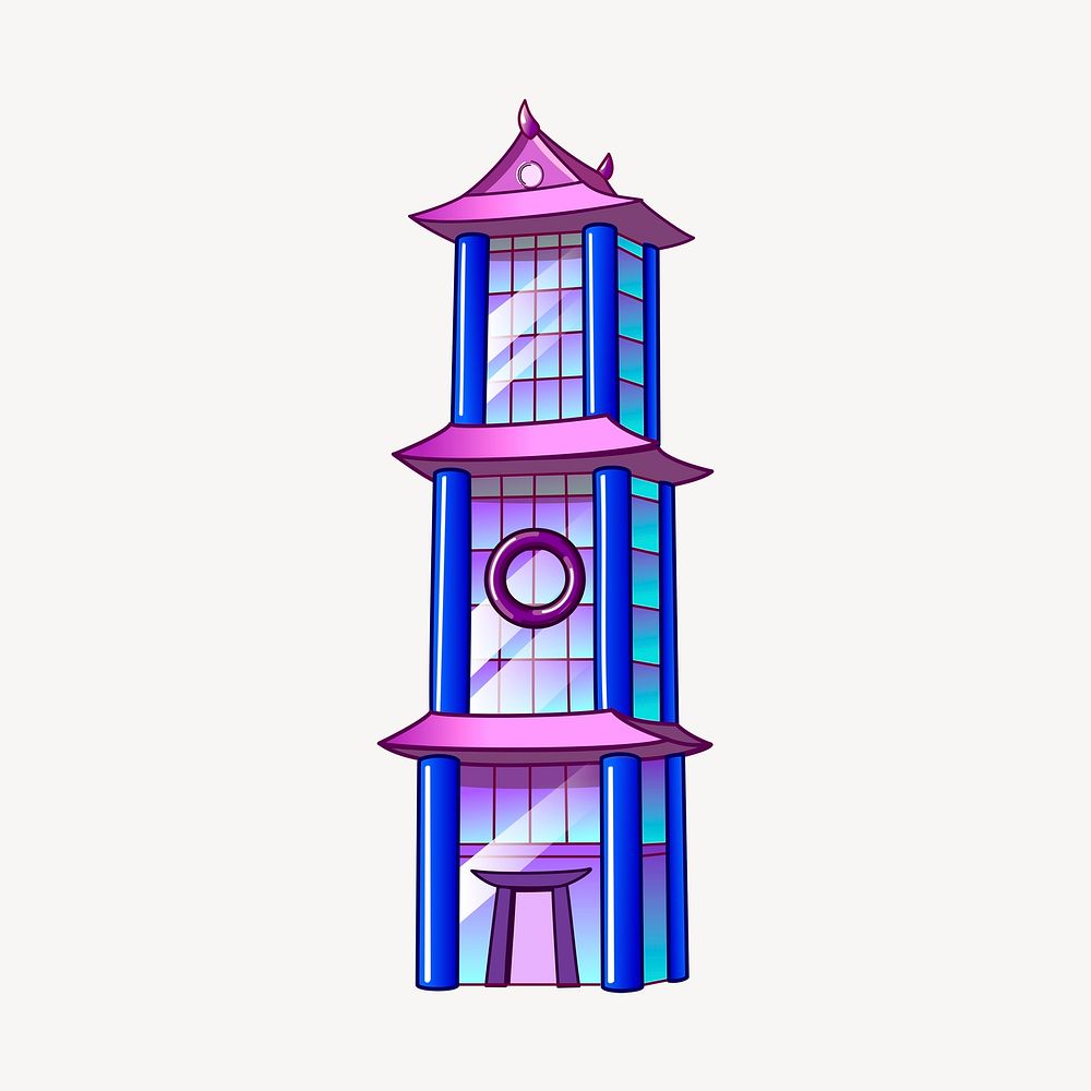Chinese office building clipart, cartoon architecture illustration. Free public domain CC0 image.