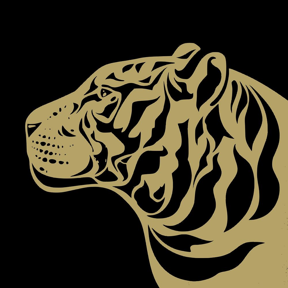 Gold tiger clipart, animal illustration vector. Free public domain CC0 image.