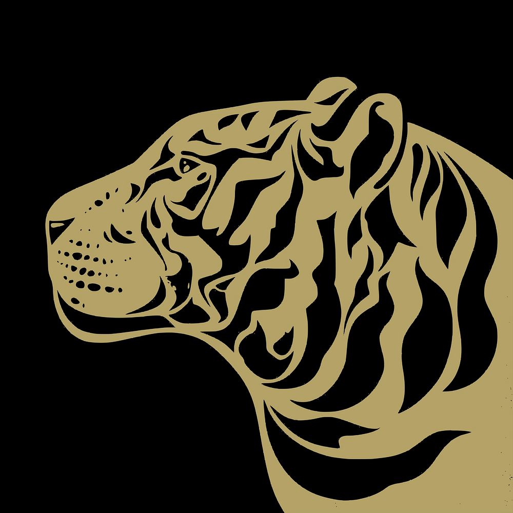 Gold tiger clipart, animal illustration. Free public domain CC0 image.