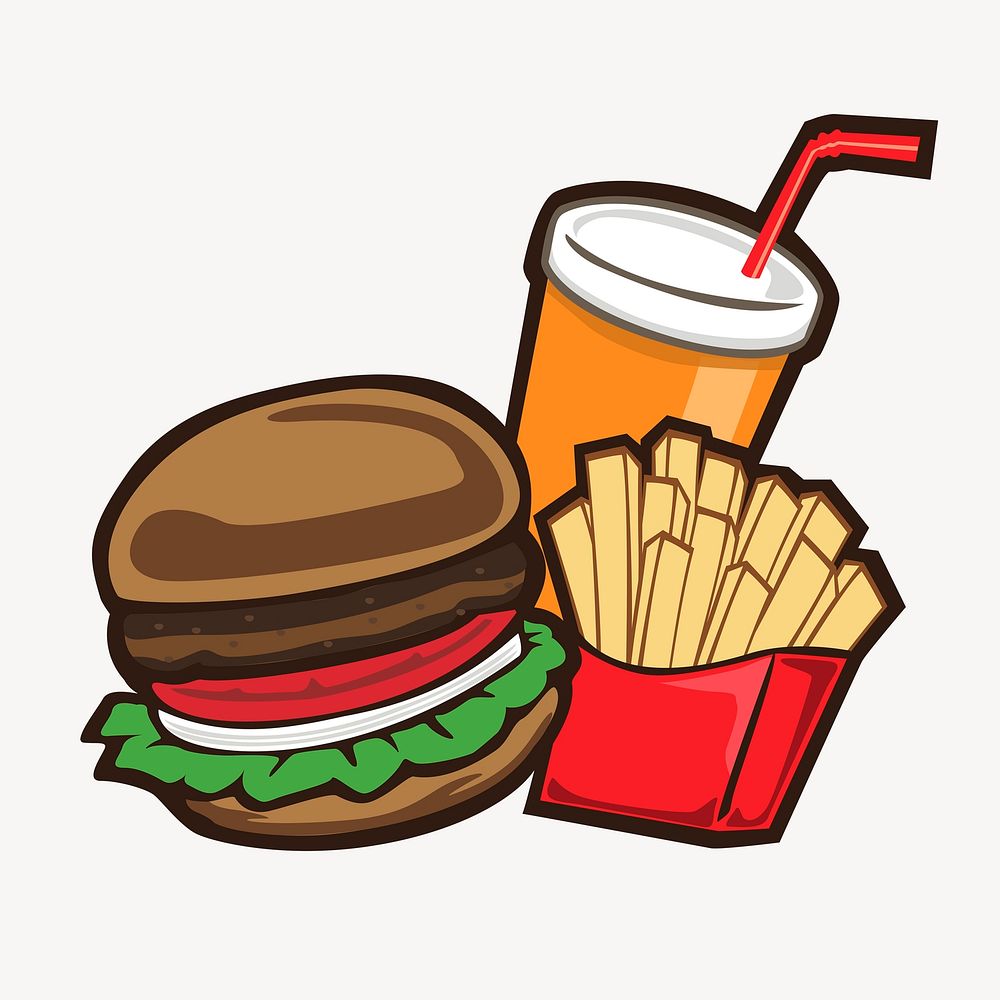 Hamburger set clipart, fast food illustration. Free public domain CC0 image.