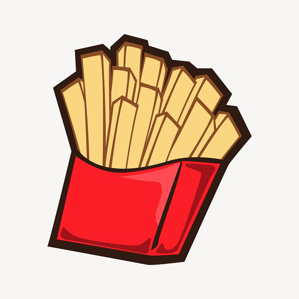 French fries clipart, fast food illustration vector. Free public domain CC0 image.