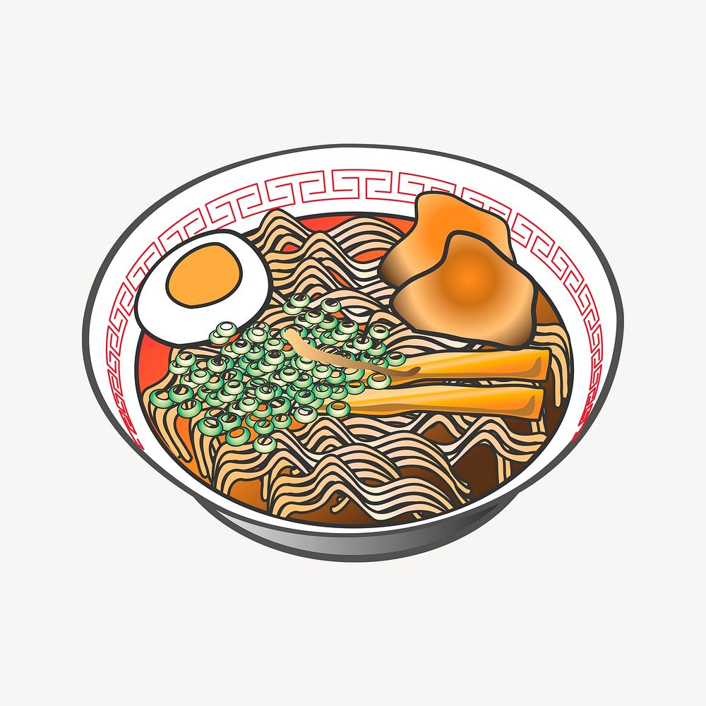 Ramen noodle clipart, Japanese food illustration vector. Free public domain CC0 image.