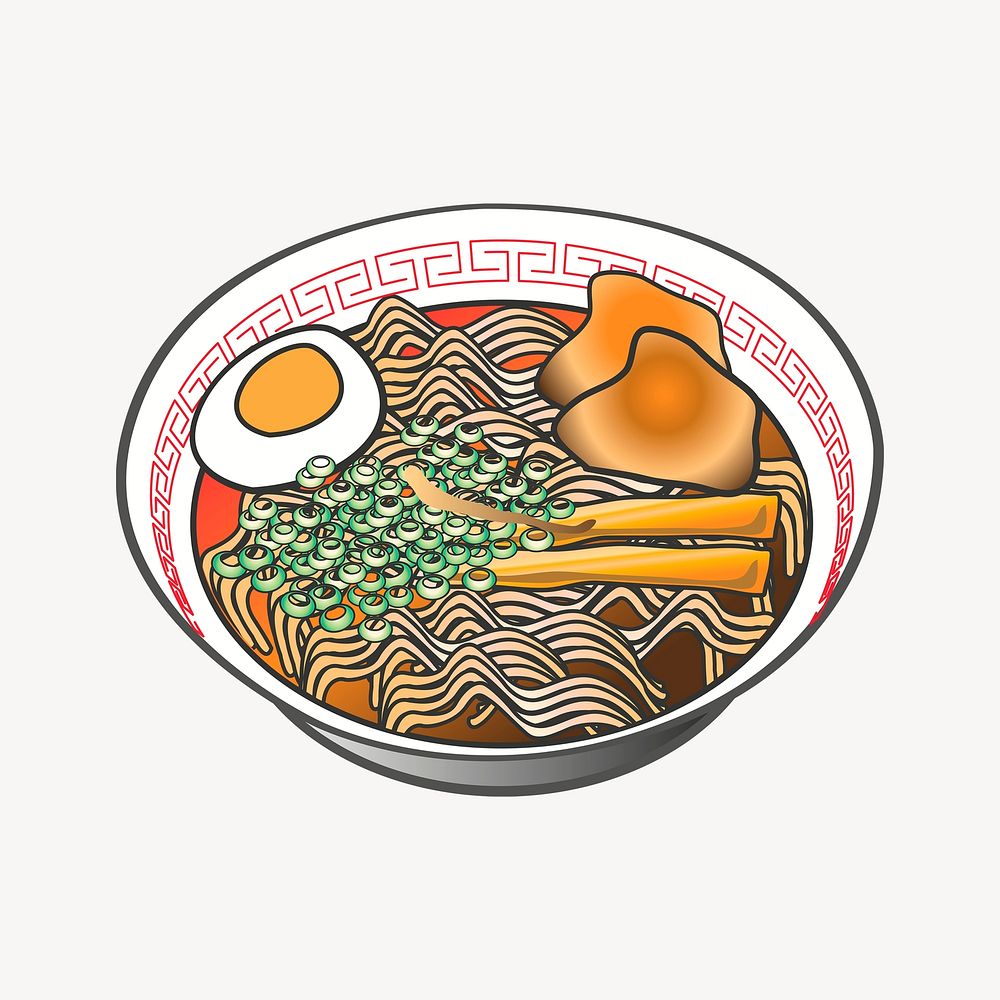 Ramen noodle sticker, Japanese food illustration psd. Free public domain CC0 image.