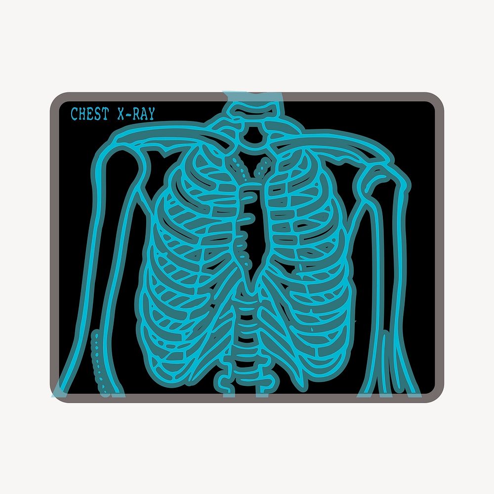 Chest X-ray sticker, medical illustration psd. Free public domain CC0 image.