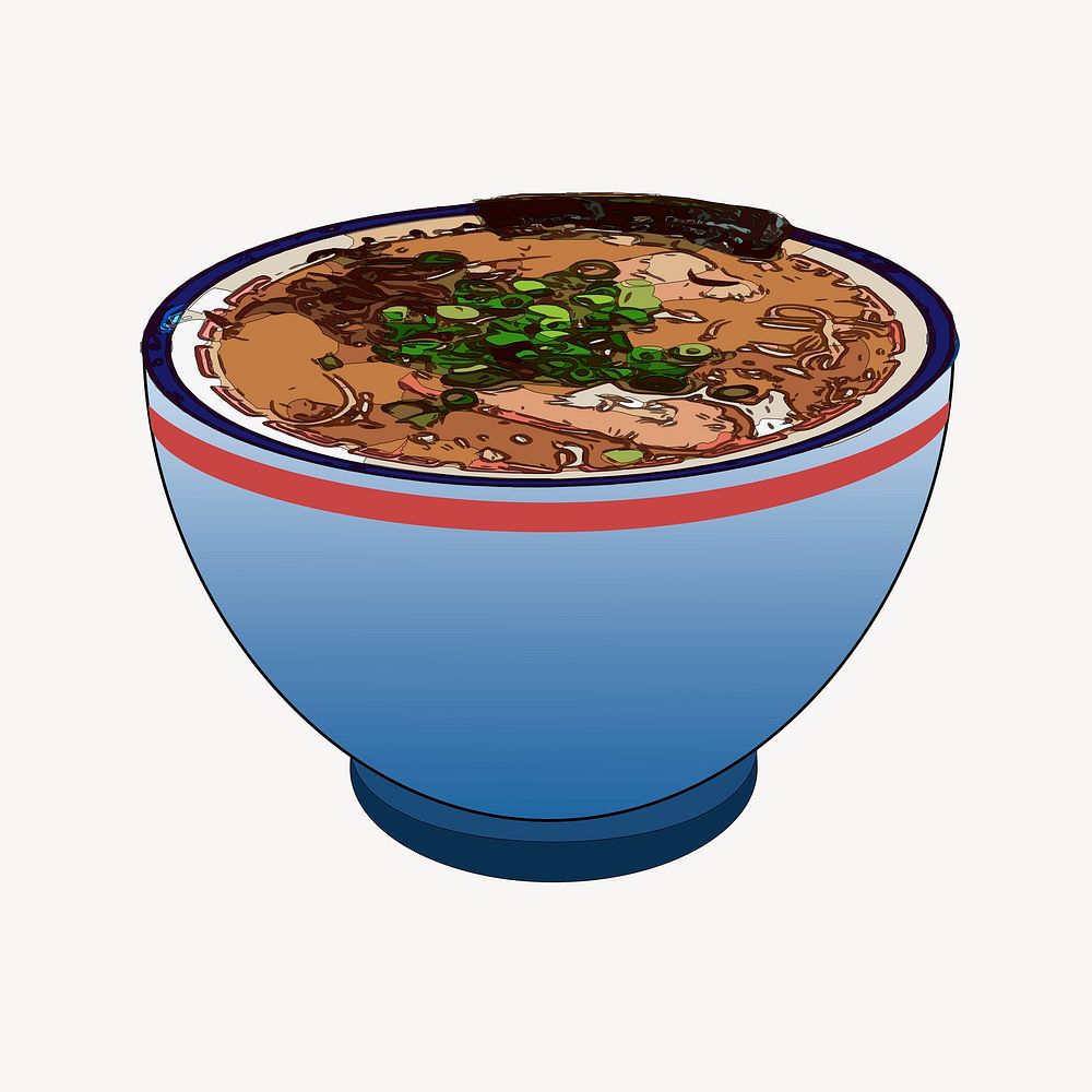 Ramen noodle sticker, Japanese food illustration psd. Free public domain CC0 image.
