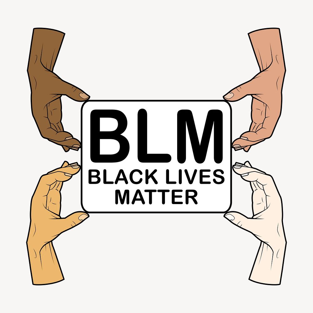 BLM typography clipart, equal rights protest illustration vector. Free public domain CC0 image.