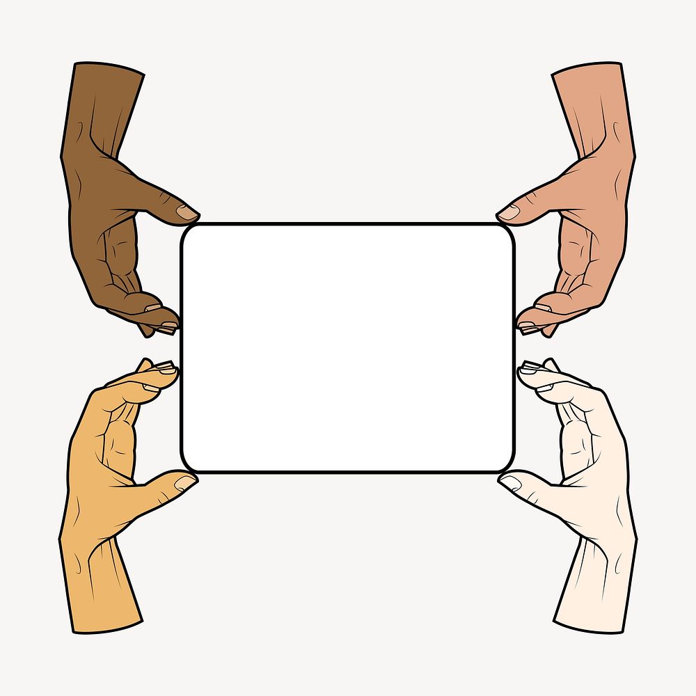Diverse hands frame clipart, equal rights campaign illustration. Free public domain CC0 image.
