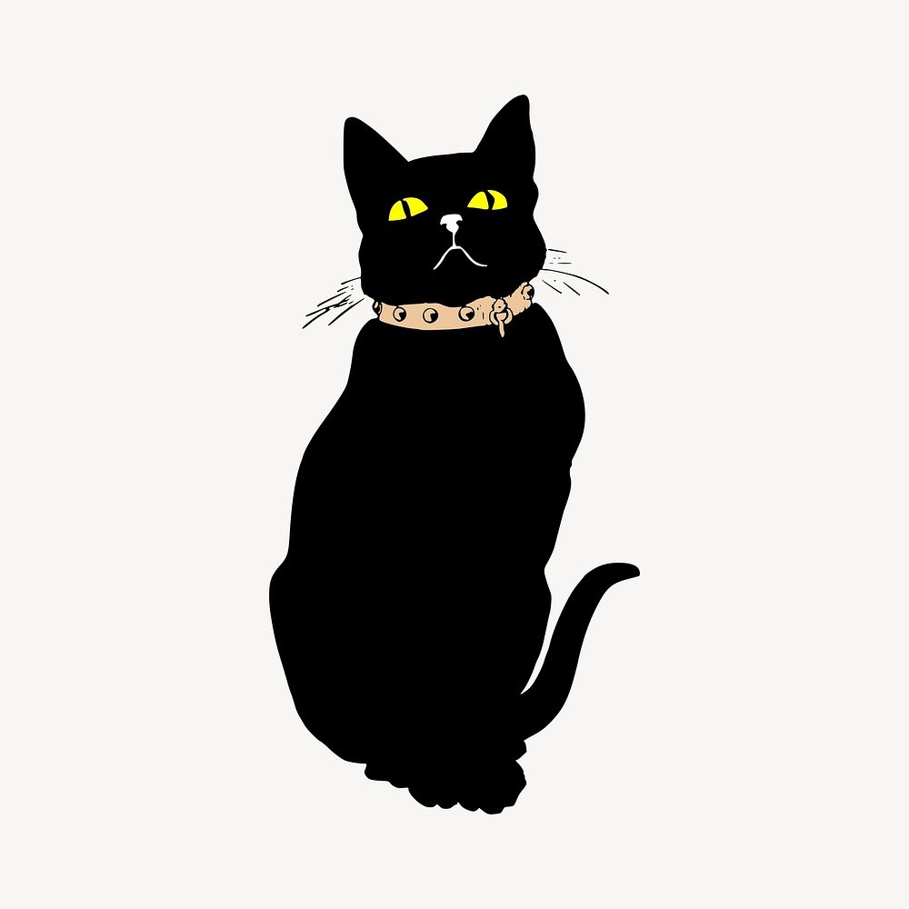 Black cat clipart, animal illustration. Free public domain CC0 image.