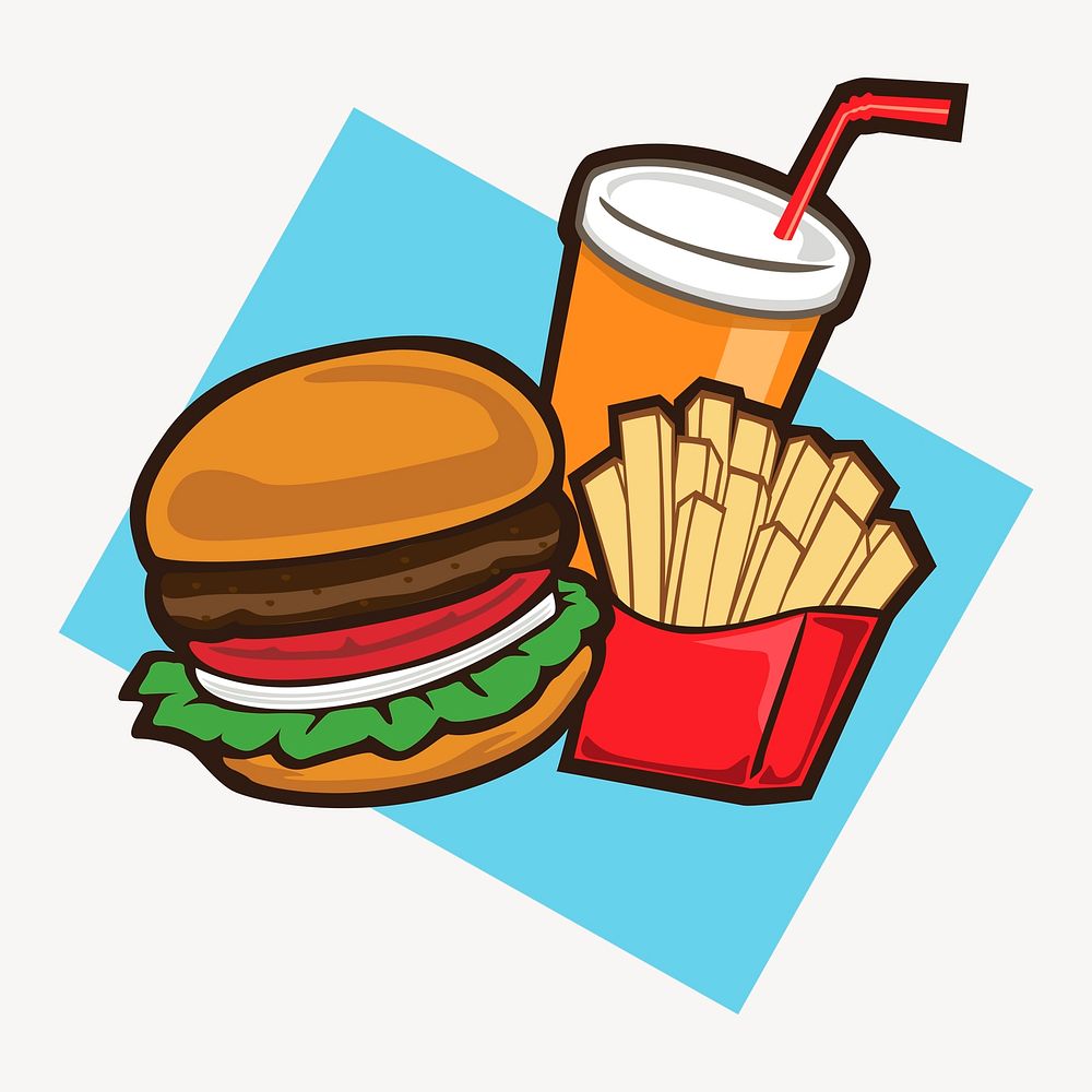 Hamburger set clipart, fast food illustration vector. Free public domain CC0 image.