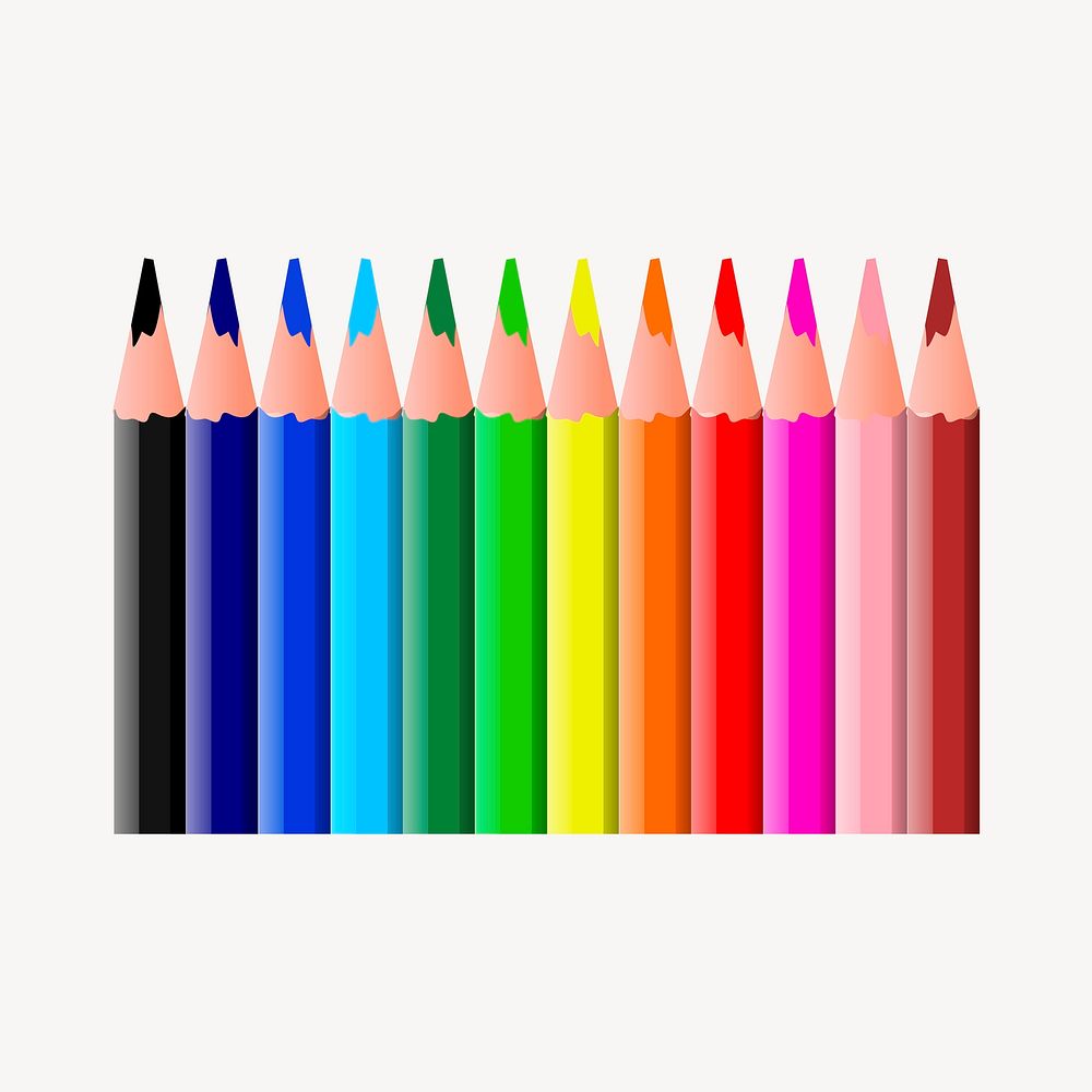 Color pencils sticker, stationery illustration psd. Free public domain CC0 image.